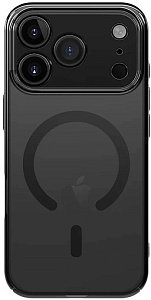 Чехол силиконовый прозрачный MagSafe MOSSILY для iPhone 17 Pro Max (Чёрный)