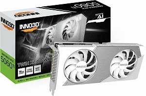 Видеокарта Inno3D GeForce RTX 5060 Ti 16384Mb, Twin X2 OC 16 Gb (N506T2-16D7X-191073N) 1xHDMI, 3xDP, Ret (Белый)