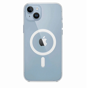 Чехол силиконовый прозрачный MagSafe для iPhone 15 Plus (Прозрачный)