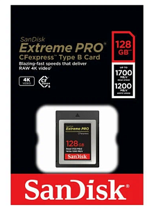 Карта памяти SanDisk CFexpress Type B 128GB, R/W 1700/1200 МБ/с (128 ГБ, Чёрный)