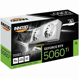 Видеокарта Inno3D GeForce RTX 5060 Ti 16384Mb, Twin X2 OC 16 Gb (N506T2-16D7X-191073N) 1xHDMI, 3xDP, Ret (Белый)