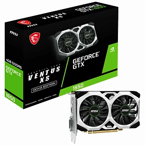 Видеокарта MSI GeForce GTX 1650 4096Mb, D6 Ventus XS OCV3 (GTX 1650 D6 Ventus XS OCV3) DVI-D, DP, HDMI, Ret (Чёрно-Белый)